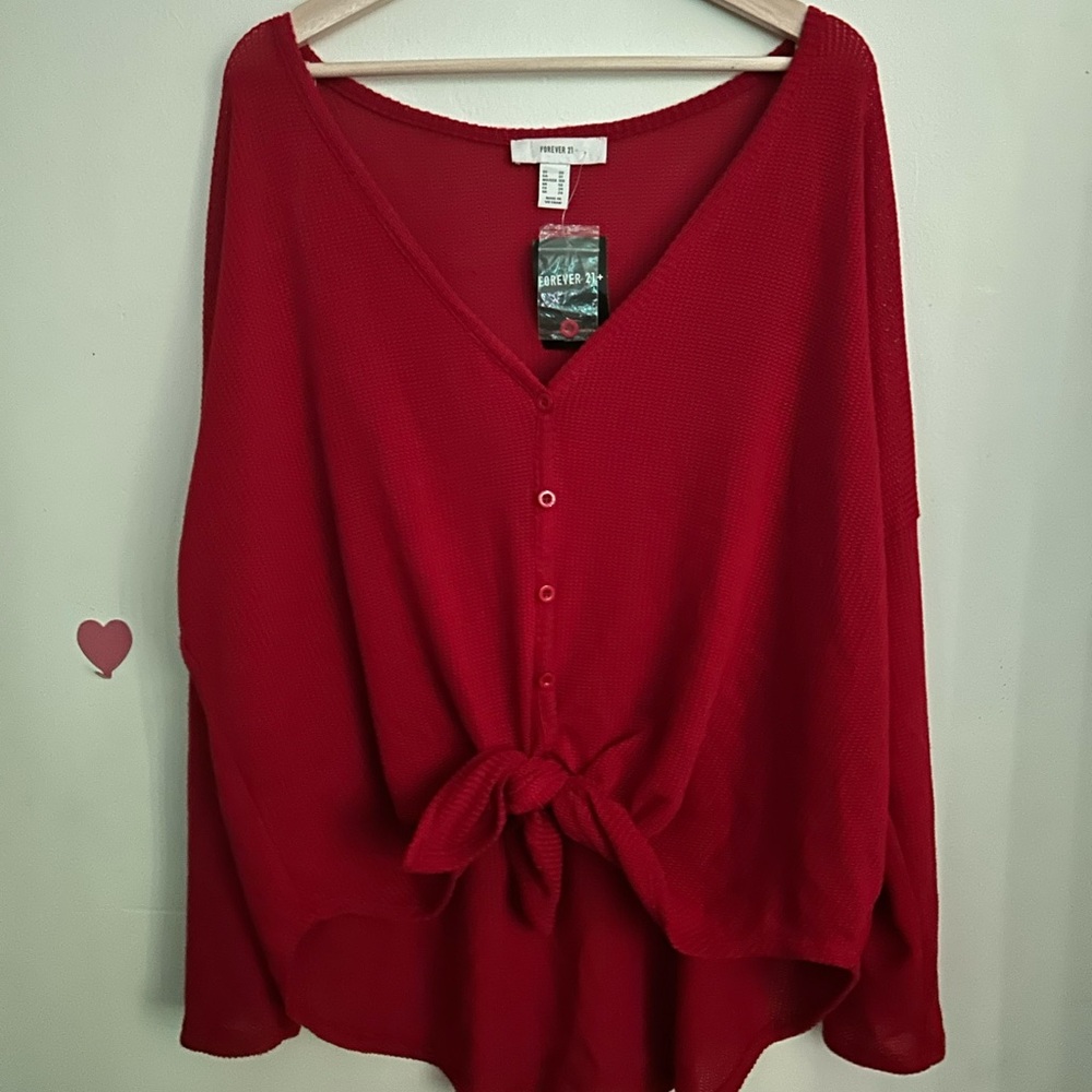 Forever 21 Red Tie-Front Blouse